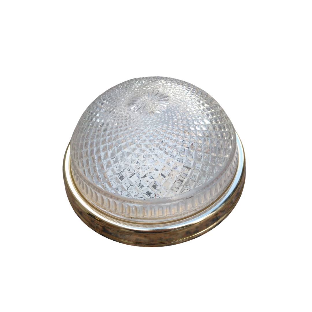 Plafonnier rond métal et verre