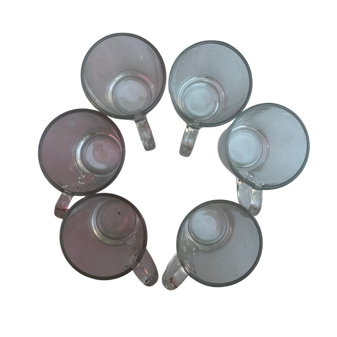 Lot 6 Tasses en verres transparentes