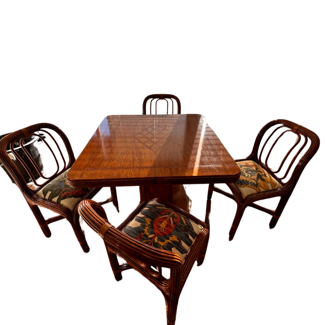 Ensemble Rotin Table + Chaises