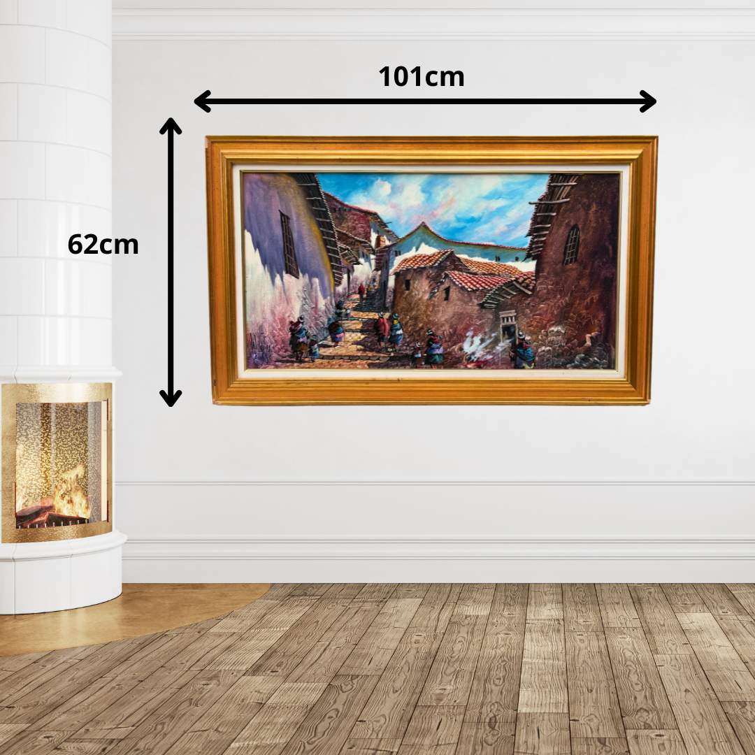 Peinture sur toile « Promenade du village »