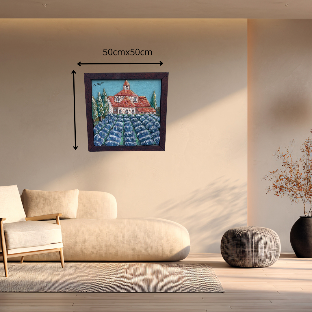 Cadre Paysage provençal au couteau