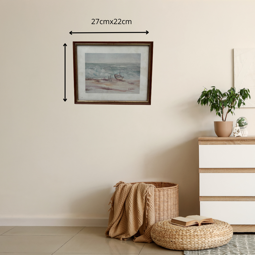 Petite Aquarelle « Barque au bord de l’eau »