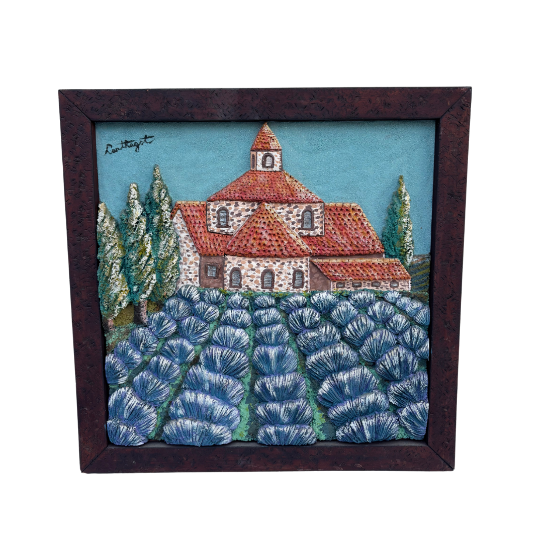 Cadre Paysage provençal au couteau