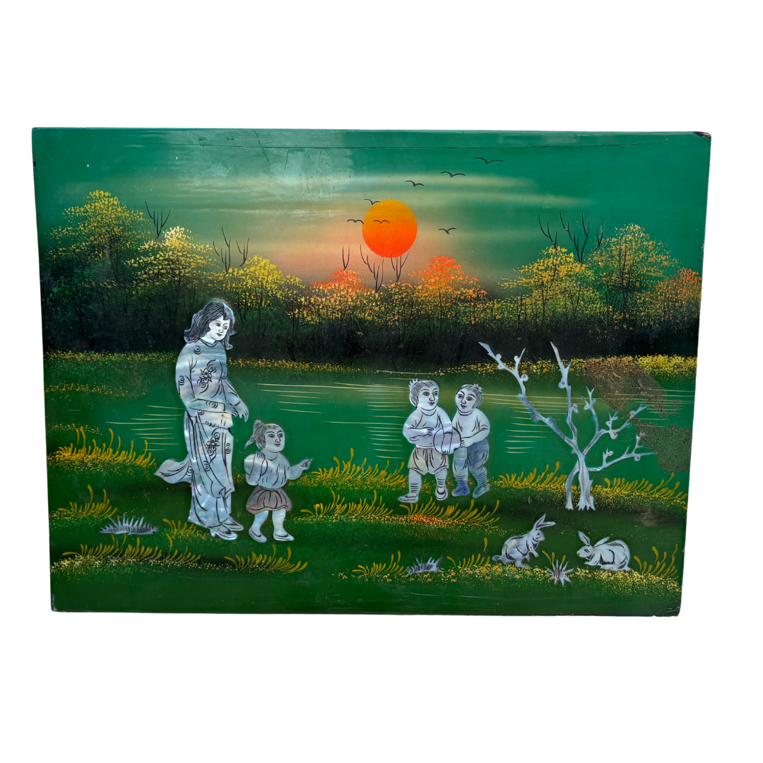 Cadre « coucher de soleil » avec incrustation de nacre