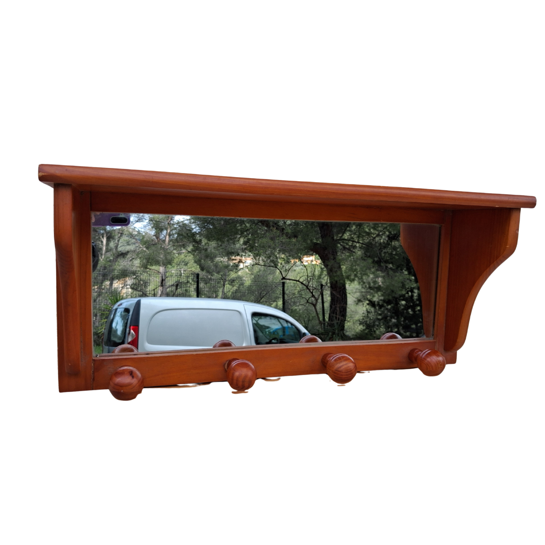 Portant bois avec miroir