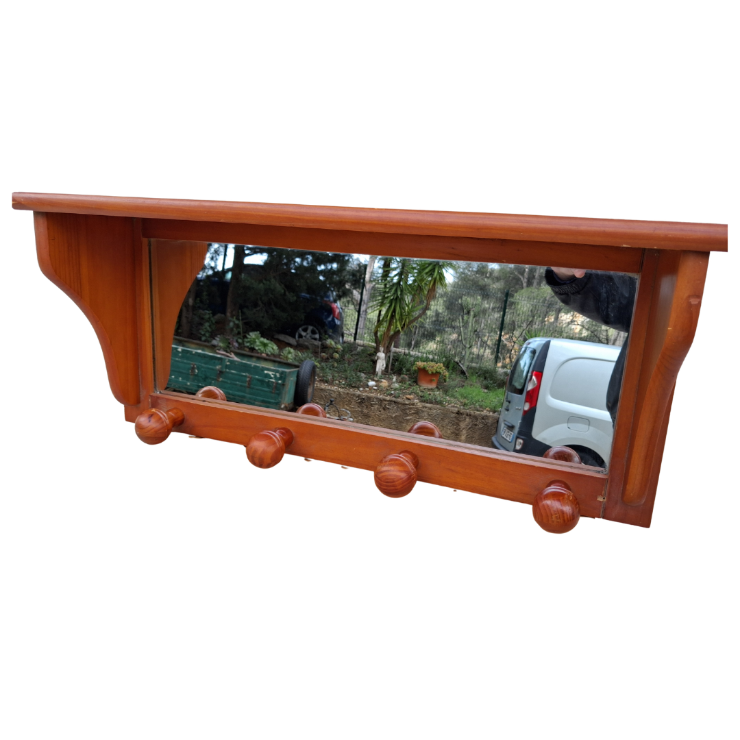 Portant bois avec miroir