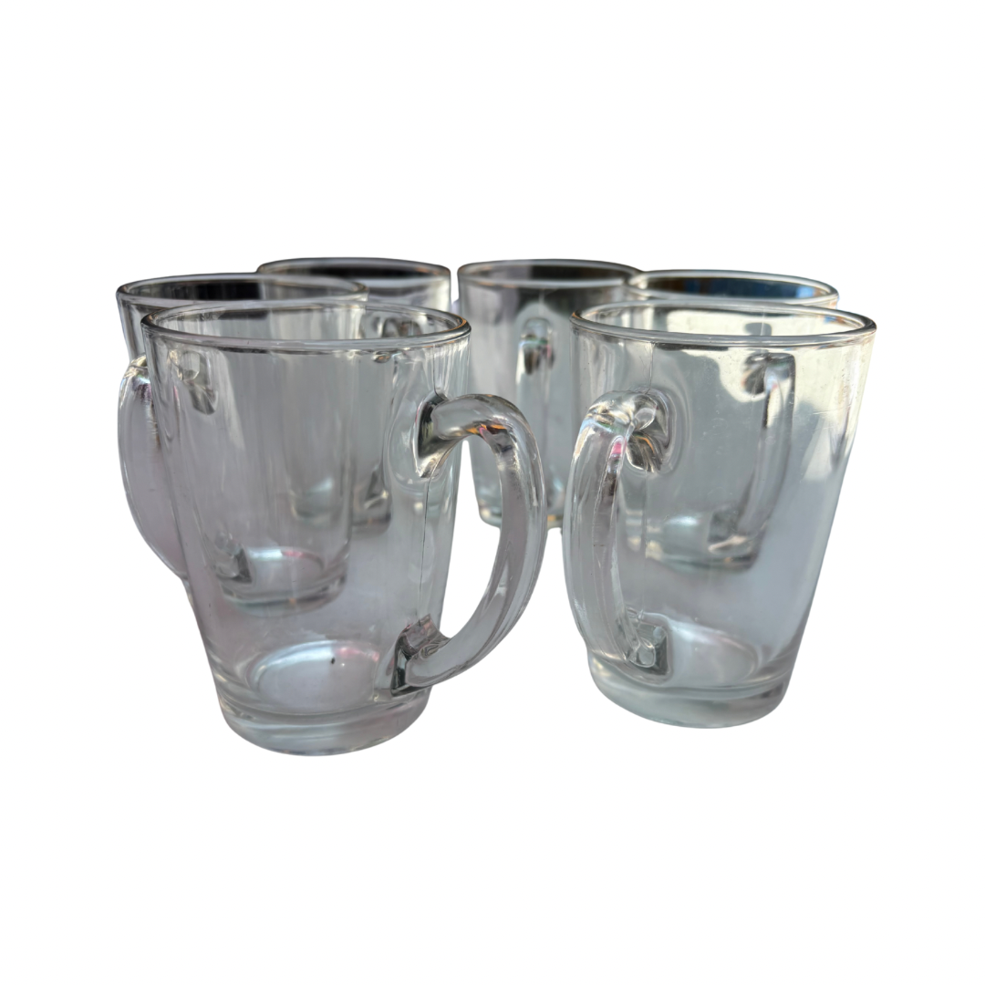 Lot 6 Tasses en verres transparentes