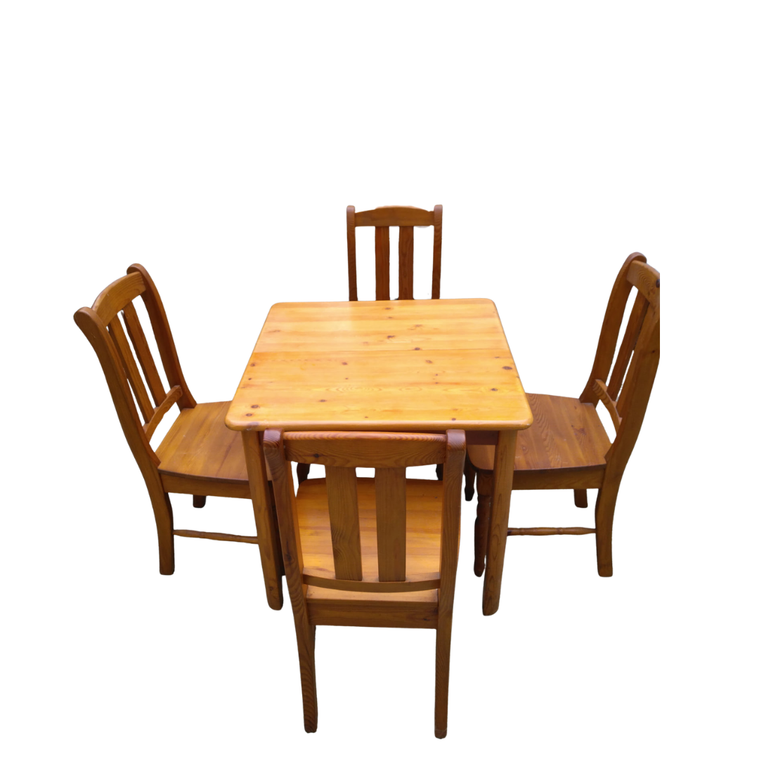 Table salle à manger extensible et 4 chaises en pin