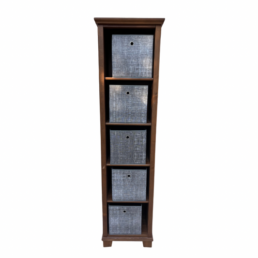 Étagère en bois avec panières de rangement