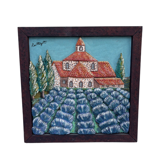 Cadre Paysage provençal au couteau