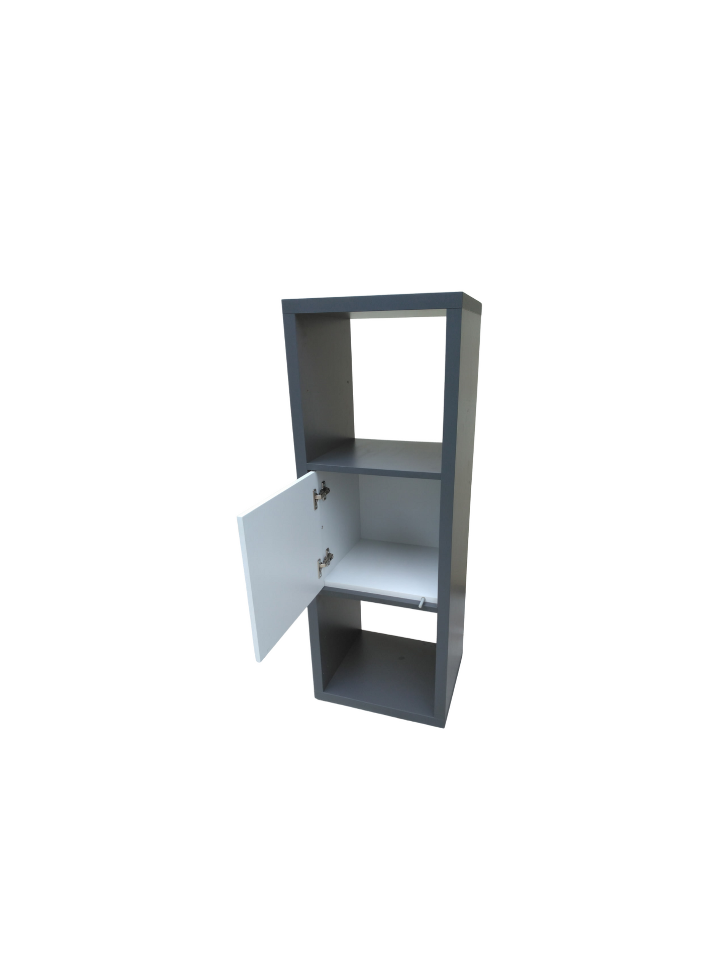 Meuble de  rangement gris et blanc